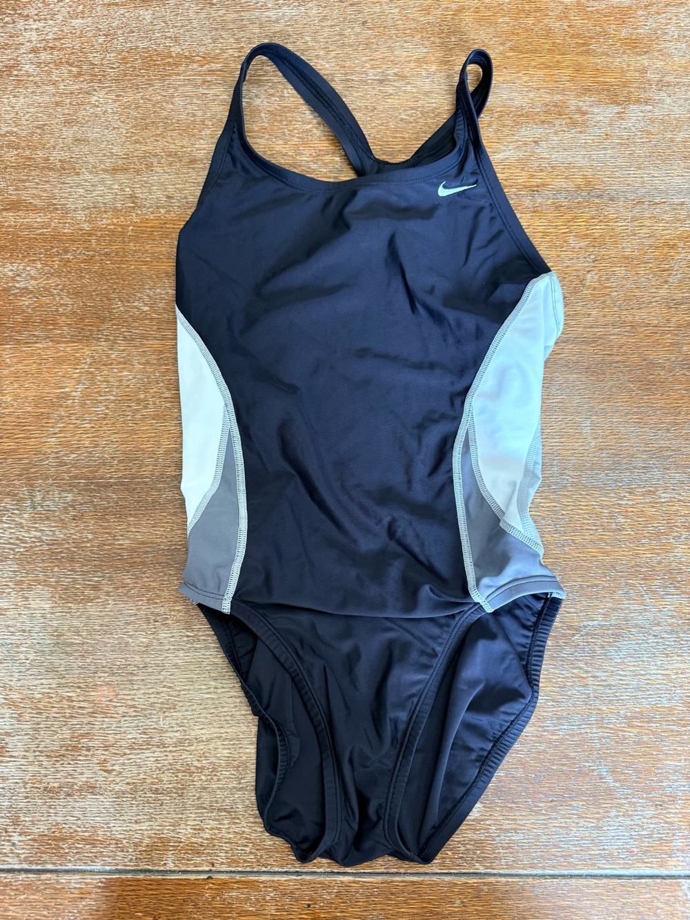 Nike Black One-Piece Swimsuit with Light Gray Side Panels - Picture 1 of 3